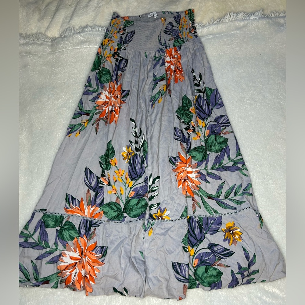 Purple floral slit skirt!